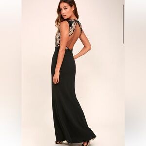Gilded Glory Gold and Black Sequin Maxi Dress